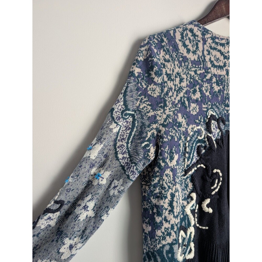 Anthropologie HWR Emma Cardigan Sweater M Wool Embroidered Floral Cottagecore - Picture 8 of 15